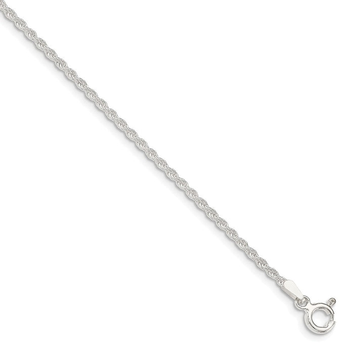 Million Charms 925 Sterling Silver 1.8mm Solid Rope Chain, Chain Length: 20 inches