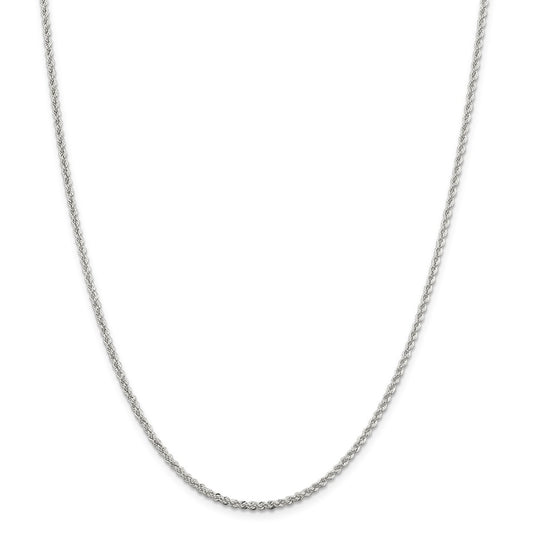 Million Charms 925 Sterling Silver 2.3mm Solid Rope Chain, Chain Length: 10 inches