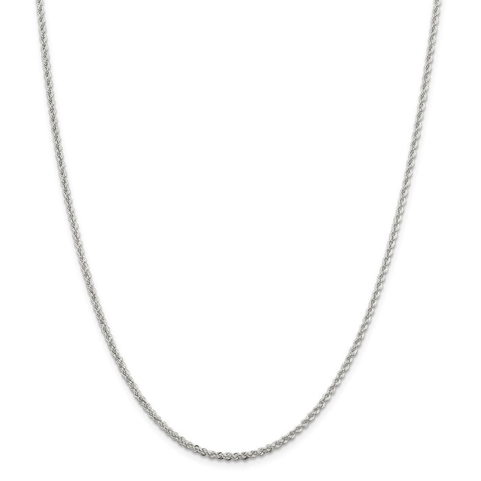 Million Charms 925 Sterling Silver 2.3mm Solid Rope Chain, Chain Length: 20 inches