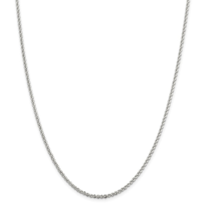 Million Charms 925 Sterling Silver 2.3mm Solid Rope Chain, Chain Length: 10 inches