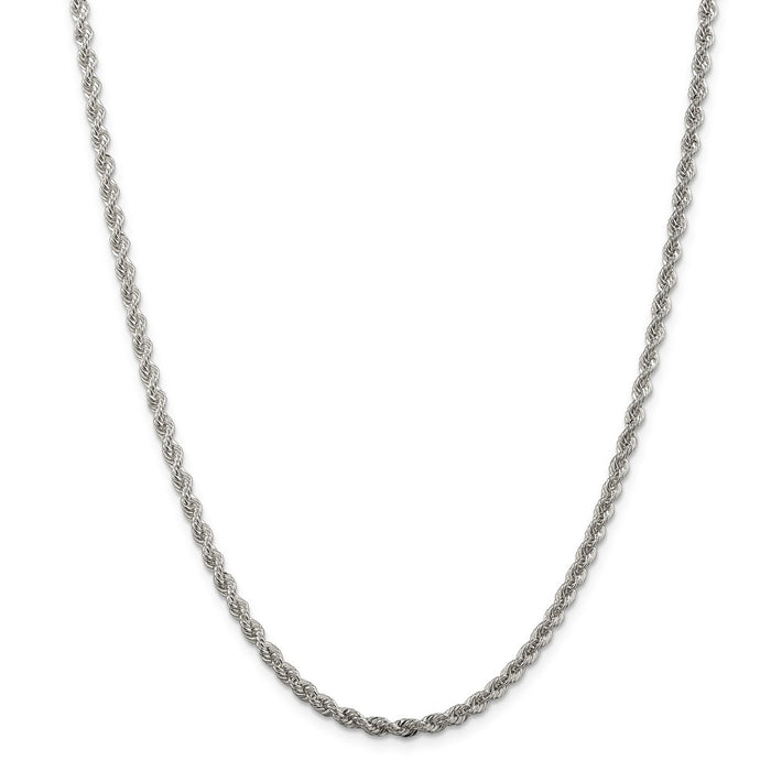 Million Charms 925 Sterling Silver 3.0mm Solid Rope Chain, Chain Length: 28 inches