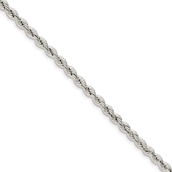 Million Charms 925 Sterling Silver 4.3mm Solid Rope Chain, Chain Length: 7 inches
