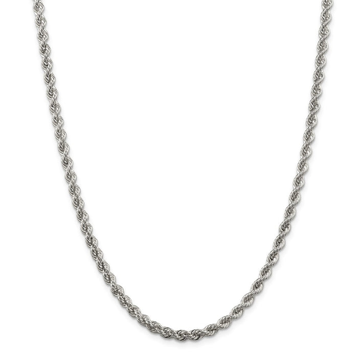 Million Charms 925 Sterling Silver 4.3mm Solid Rope Chain, Chain Length: 26 inches