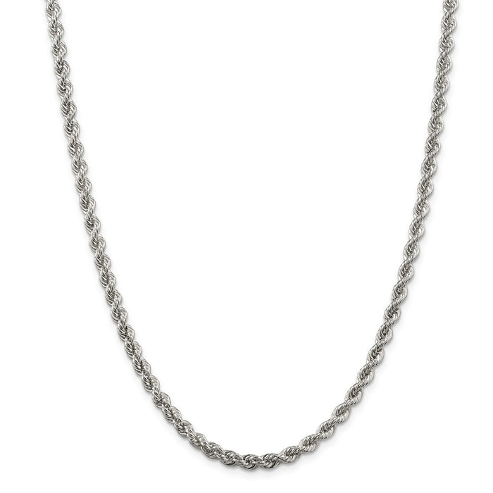 Million Charms 925 Sterling Silver 4.3mm Solid Rope Chain, Chain Length: 22 inches