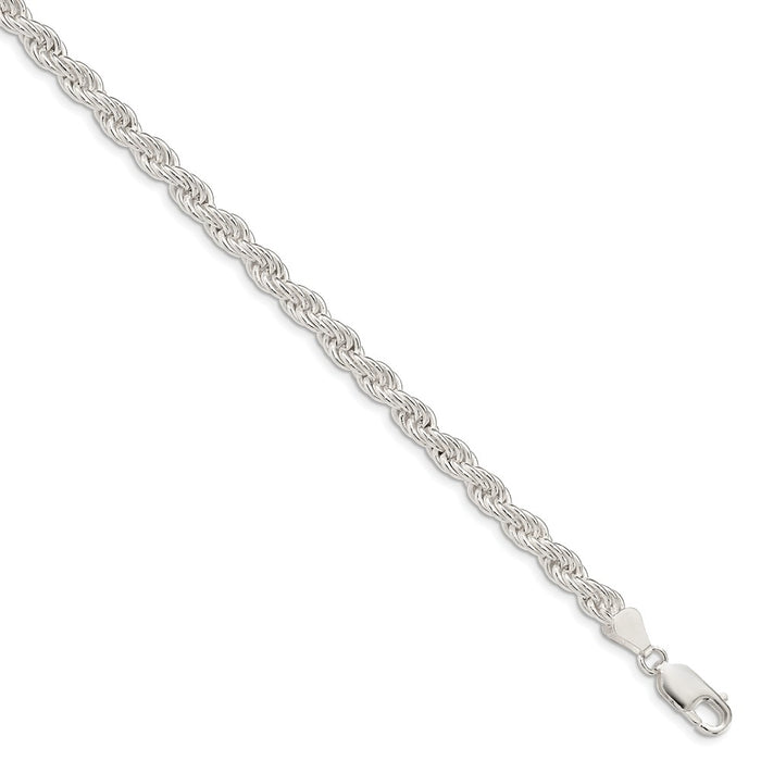 Million Charms 925 Sterling Silver 5.0mm Solid Rope Chain, Chain Length: 8 inches