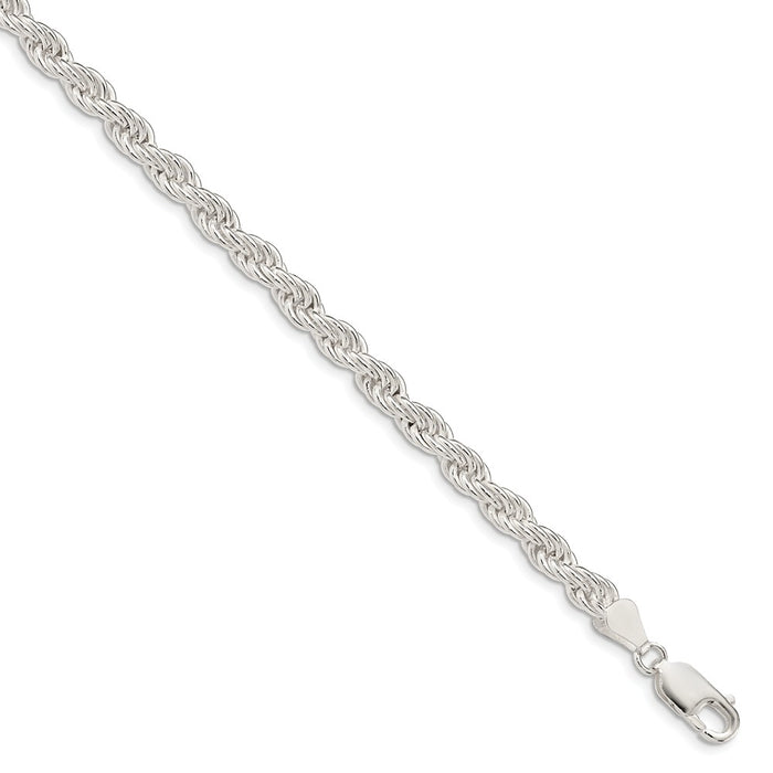 Million Charms 925 Sterling Silver 5.0mm Solid Rope Chain, Chain Length: 24 inches