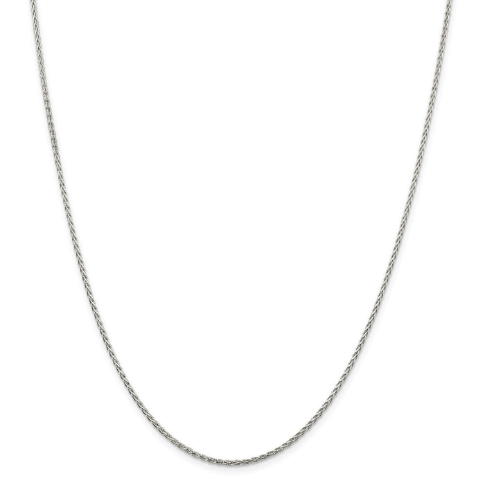 Million Charms 925 Sterling Silver Rhodium-plated 1.5mm Diamond-Cut Spiga Chain, Chain Length: 18 inches