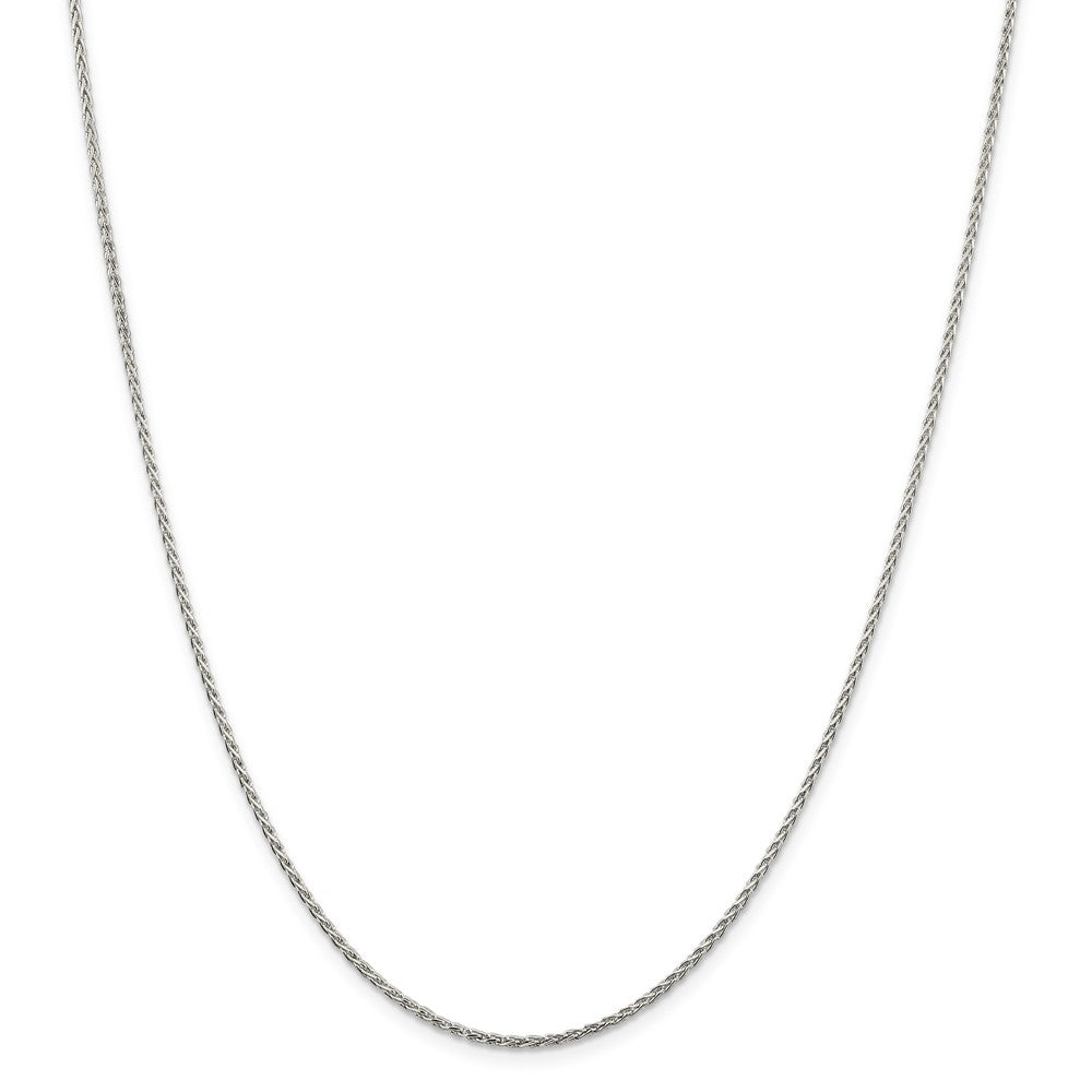 Million Charms 925 Sterling Silver Rhodium-plated 1.5mm Diamond-Cut Spiga Chain, Chain Length: 24 inches