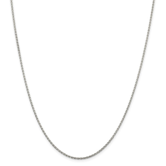 Million Charms 925 Sterling Silver Rhodium-plated 1.5mm Diamond-Cut Spiga Chain, Chain Length: 24 inches