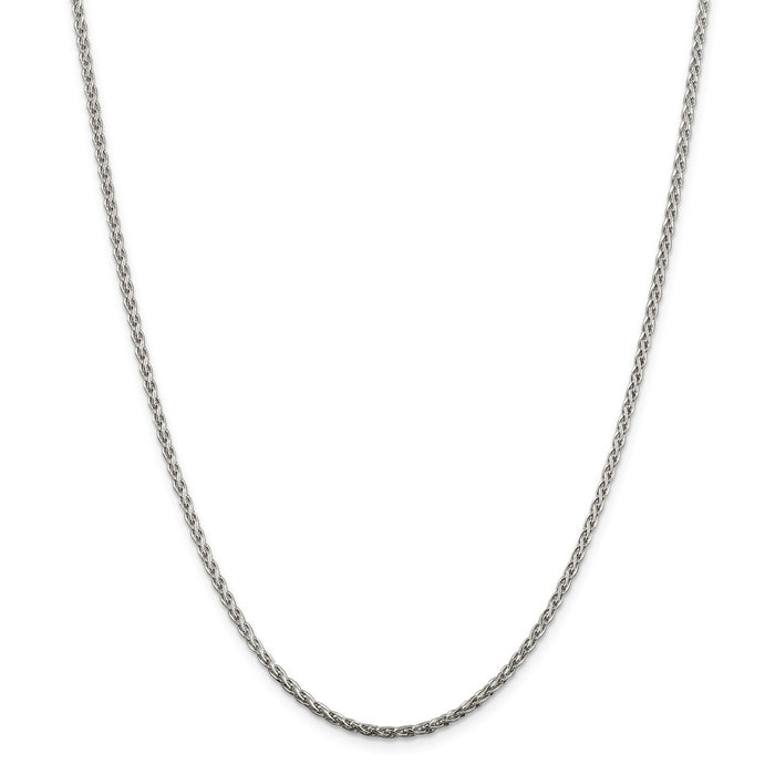 Million Charms 925 Sterling Silver 2mm Diamond-Cut Spiga Chain, Chain Length: 16 inches