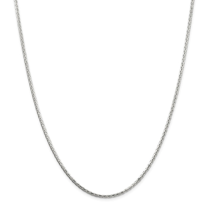 Million Charms 925 Sterling Silver 2.5mm Diamond-cut Spiga Chain, Chain Length: 16 inches