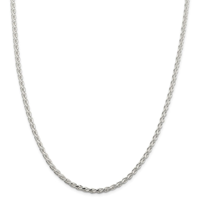 Million Charms 925 Sterling Silver 3.7 mm Polished & Diamond-Cut Spiga Chain, Chain Length: 16 inches