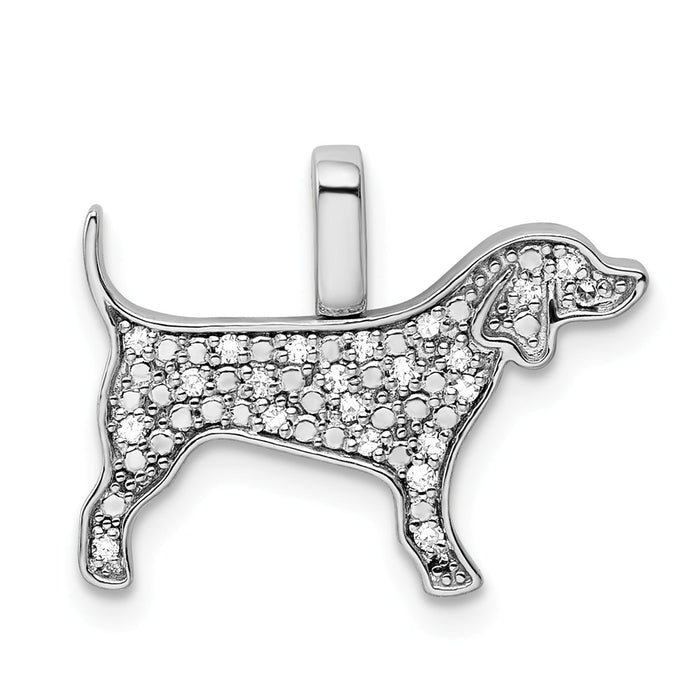 Million Charms 925 Sterling Silver Rhodium-plated 0.25Ct. Blk & Wht Dia. Reversible Dog Pendant