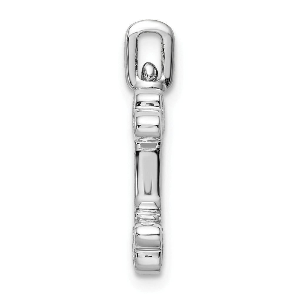Million Charms 925 Sterling Silver Rhodium-plated 0.2Ct. Blk & Wht Dia. Reversible Skull Pendant
