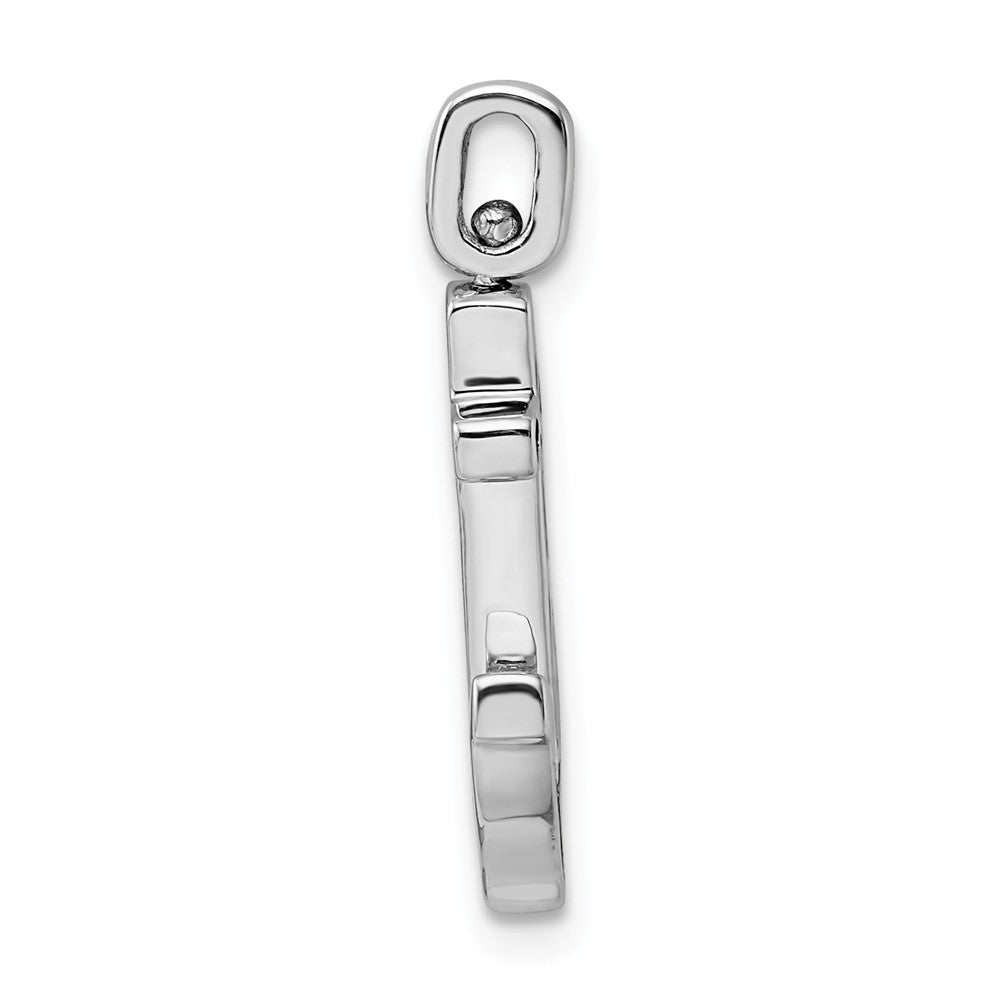 Million Charms 925 Sterling Silver Rhodium-plated 0.2Ct. Blk &Wht Dia. Reversible Nautical Anchor Pendant