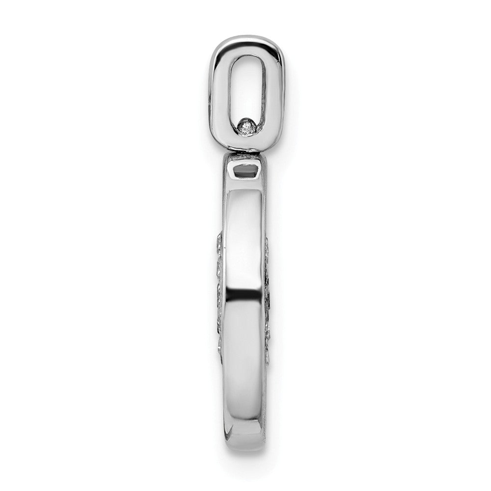 Million Charms 925 Sterling Silver Rhodium-plated 0.2Ct. Blk, Wht & Blue Dia. Reversible Eye Pendan