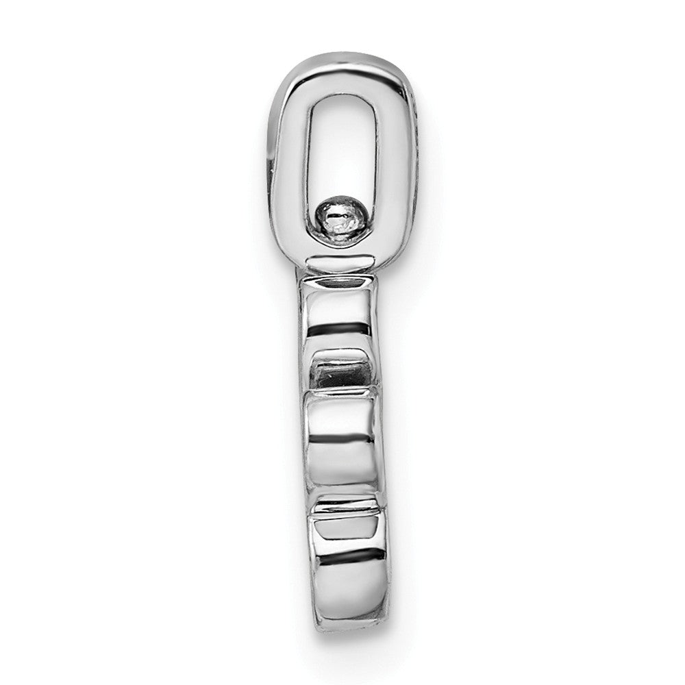 Million Charms 925 Sterling Silver Rhod 0.15Ct. Blk & White Dia. Reversible Pawprint Pendant