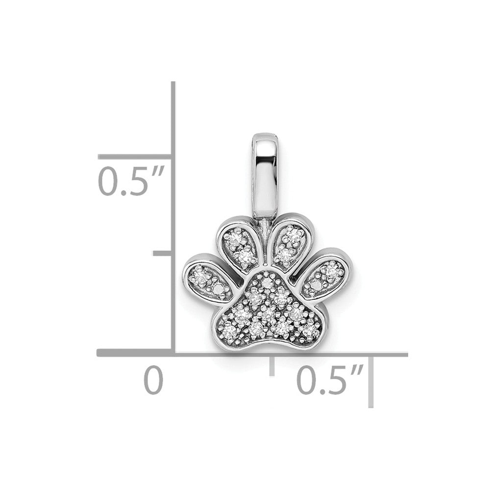 Million Charms 925 Sterling Silver Rhod 0.15Ct. Blk & White Dia. Reversible Pawprint Pendant