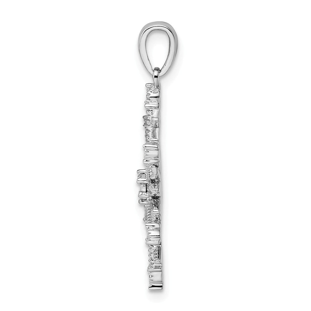 Million Charms 925 Sterling Silver Rhodium-plated Diam. Snowflake Pendant