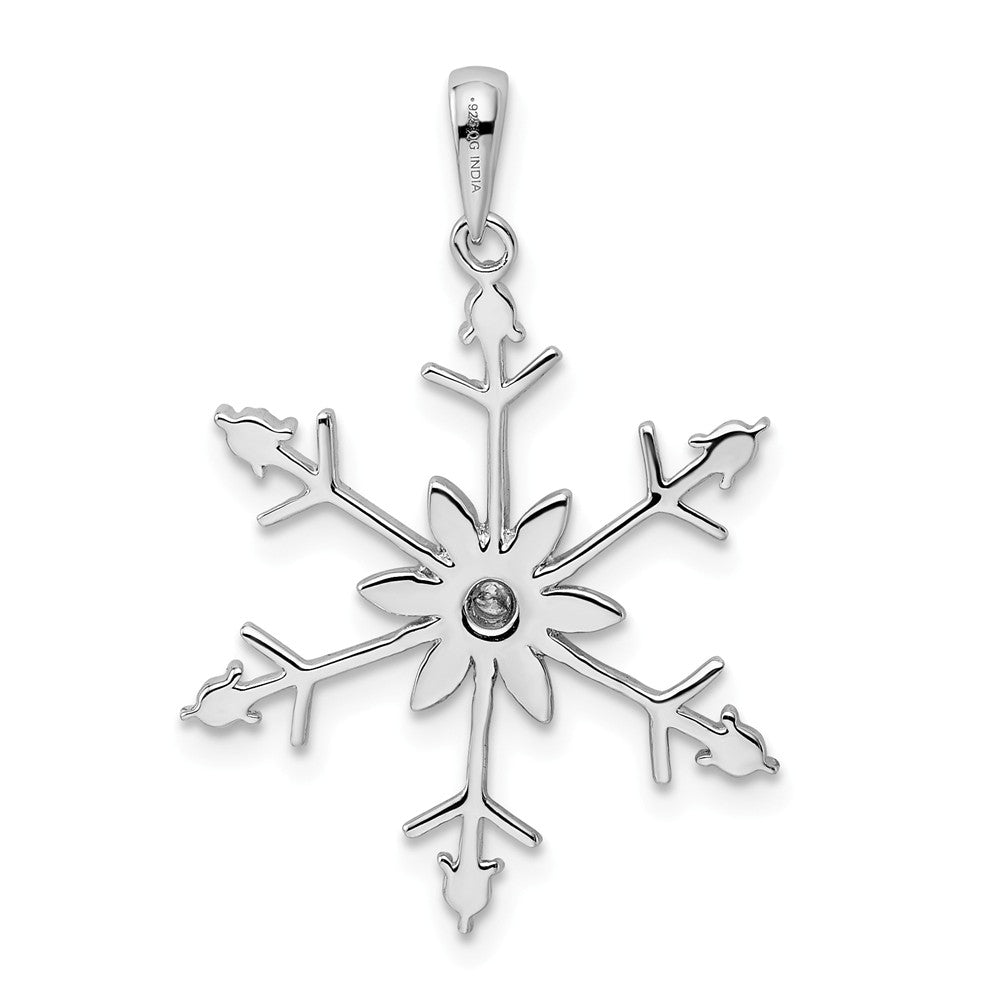 Million Charms 925 Sterling Silver Rhodium-plated Diam. Snowflake Pendant