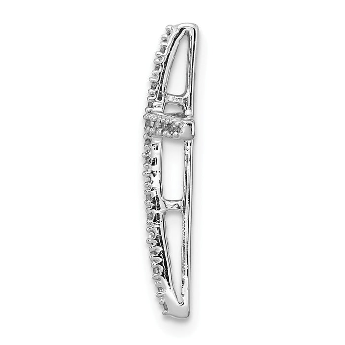 Million Charms 925 Sterling Silver Rhodium-Plated Diamond Relgious Cross Chain Slide