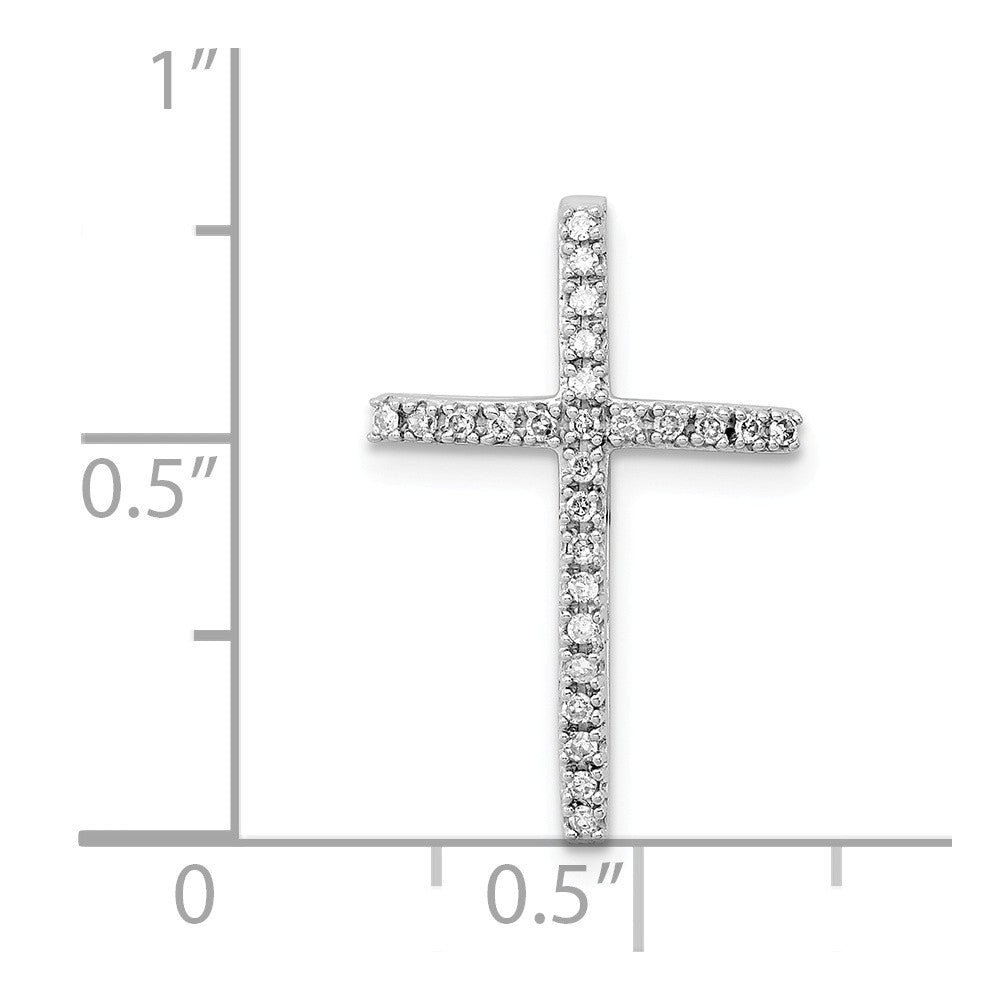 Million Charms 925 Sterling Silver Rhodium-Plated Diamond Relgious Cross Chain Slide