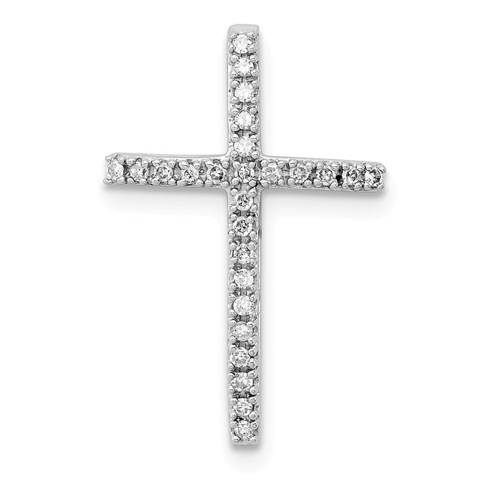 Million Charms 925 Sterling Silver Rhodium-Plated Diamond Relgious Cross Chain Slide