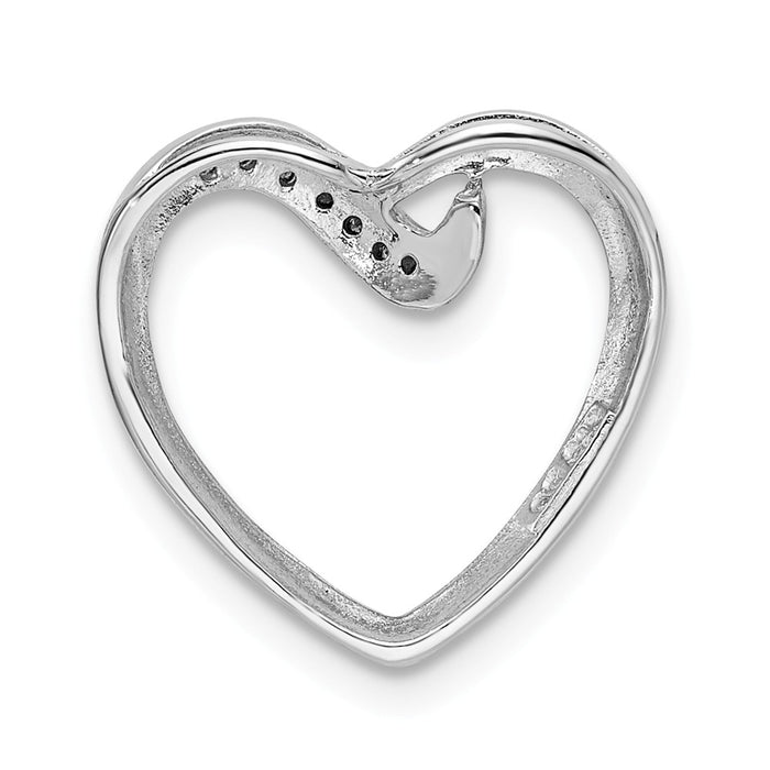 Million Charms 925 Sterling Silver Rhodium-plated Diamond Heart Chain Slide
