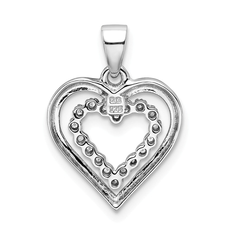 Million Charms 925 Sterling Silver Rhodium-plated Diam. Heart Pendant