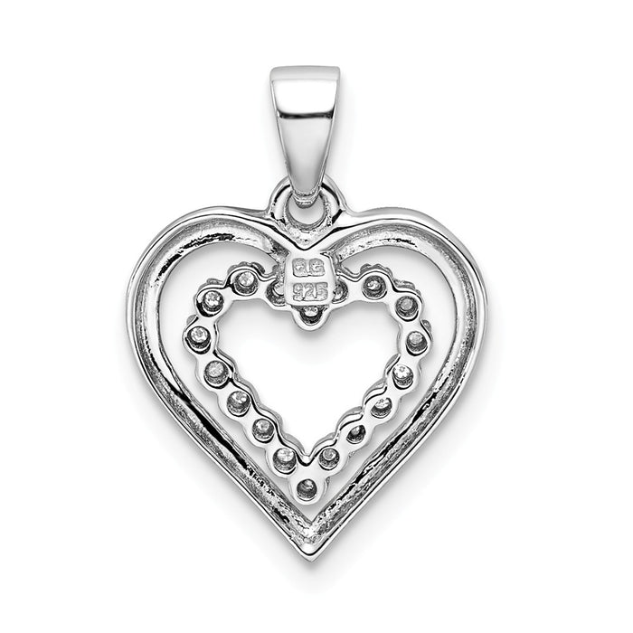 Million Charms 925 Sterling Silver Rhodium-plated Diam. Heart Pendant