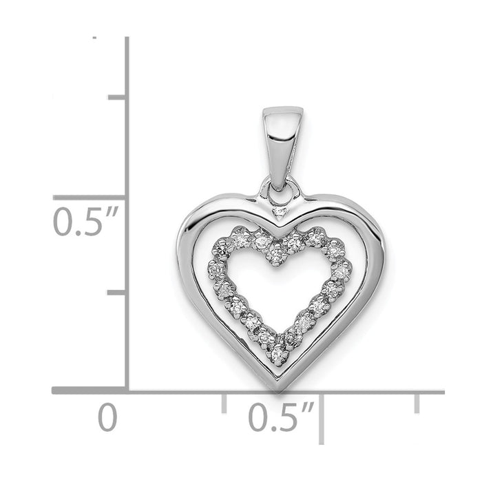 Million Charms 925 Sterling Silver Rhodium-plated Diam. Heart Pendant