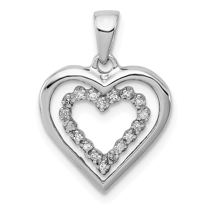 Million Charms 925 Sterling Silver Rhodium-plated Diam. Heart Pendant