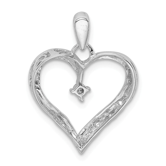 Million Charms 925 Sterling Silver Rhodium-plated Diam. Heart Pendant