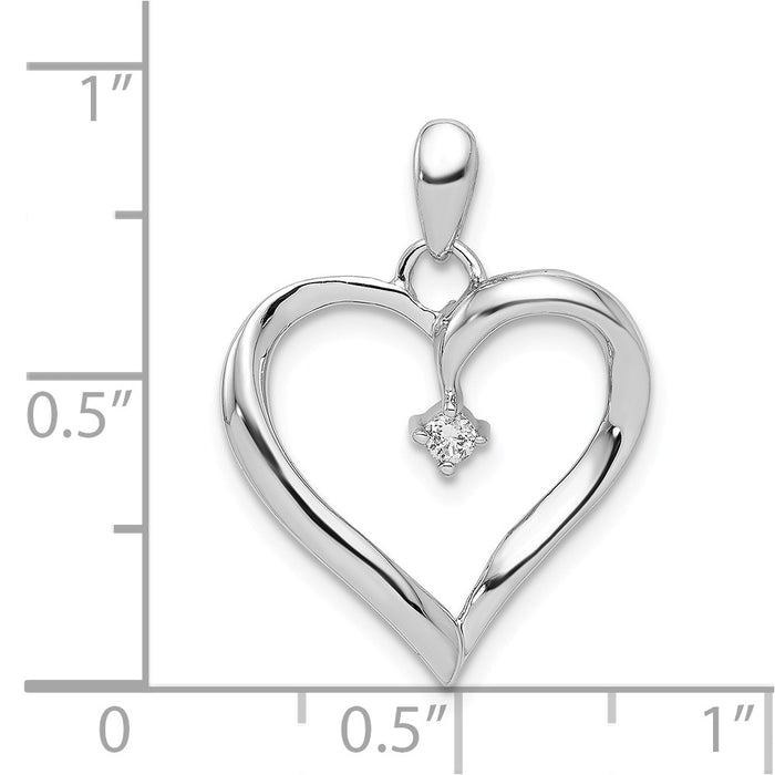 Million Charms 925 Sterling Silver Rhodium-plated Diam. Heart Pendant