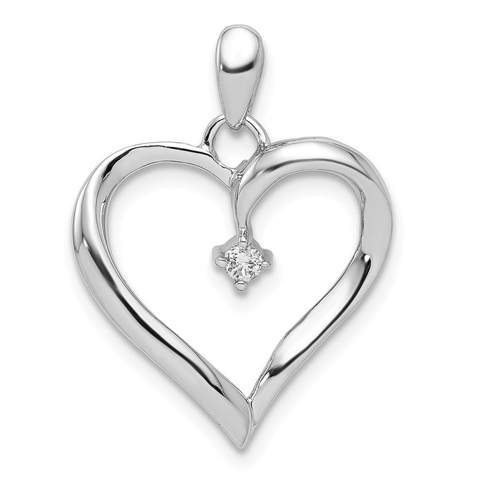 Million Charms 925 Sterling Silver Rhodium-plated Diam. Heart Pendant