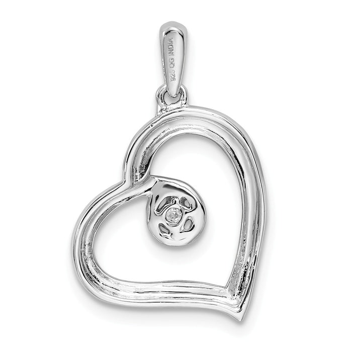 Million Charms 925 Sterling Silver Rhodium-plated Diam. Heart Pendant