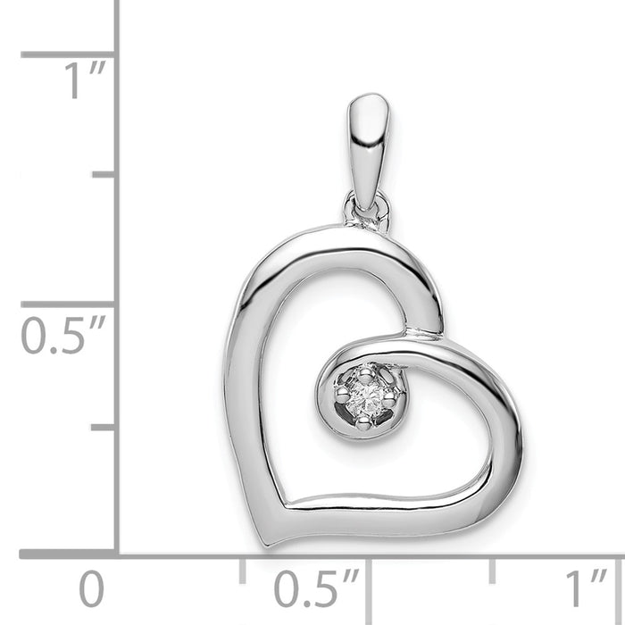 Million Charms 925 Sterling Silver Rhodium-plated Diam. Heart Pendant