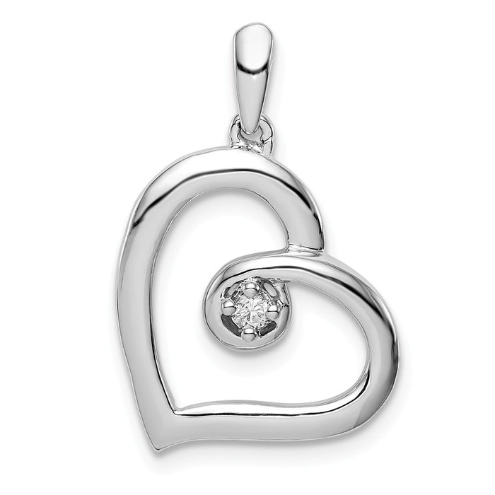 Million Charms 925 Sterling Silver Rhodium-plated Diam. Heart Pendant