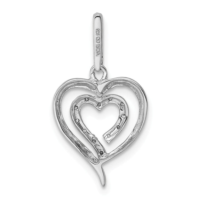 Million Charms 925 Sterling Silver Rhodium-plated Diam. Heart Pendant