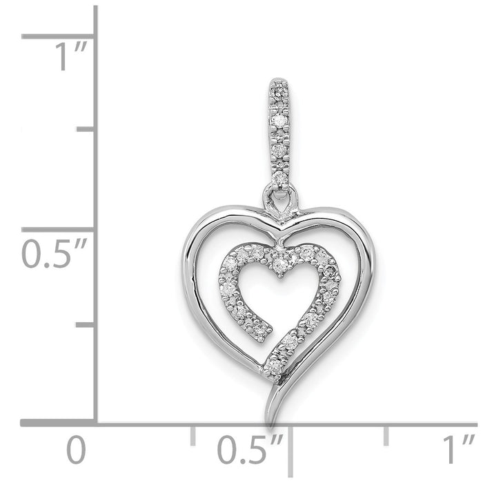 Million Charms 925 Sterling Silver Rhodium-plated Diam. Heart Pendant