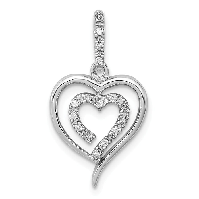 Million Charms 925 Sterling Silver Rhodium-plated Diam. Heart Pendant