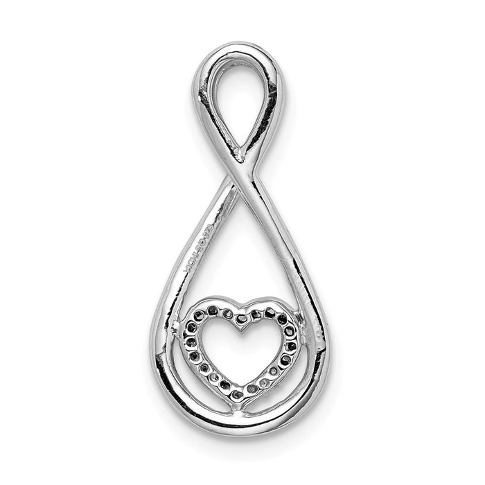 Million Charms 925 Sterling Silver Rhodium-plated Diam. Heart In Teardrop Pendant