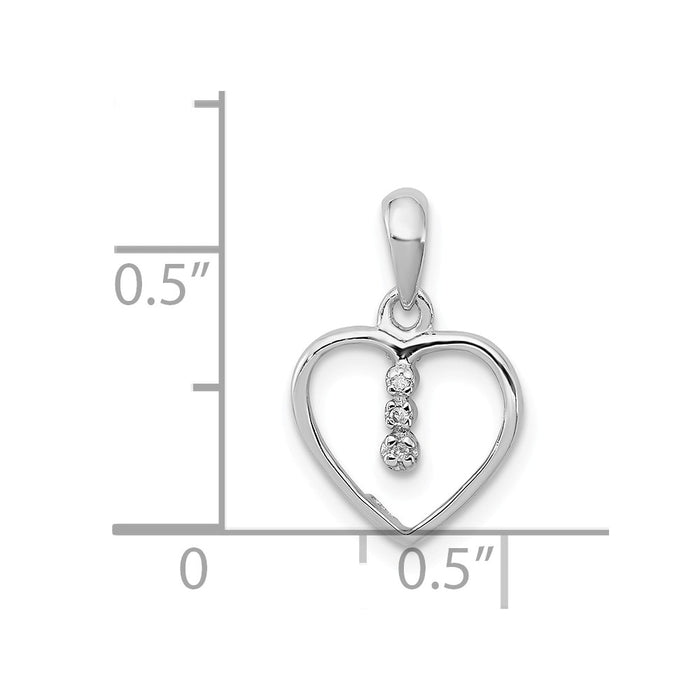 Million Charms 925 Sterling Silver Diamond Rhodium-plated Heart Pendant