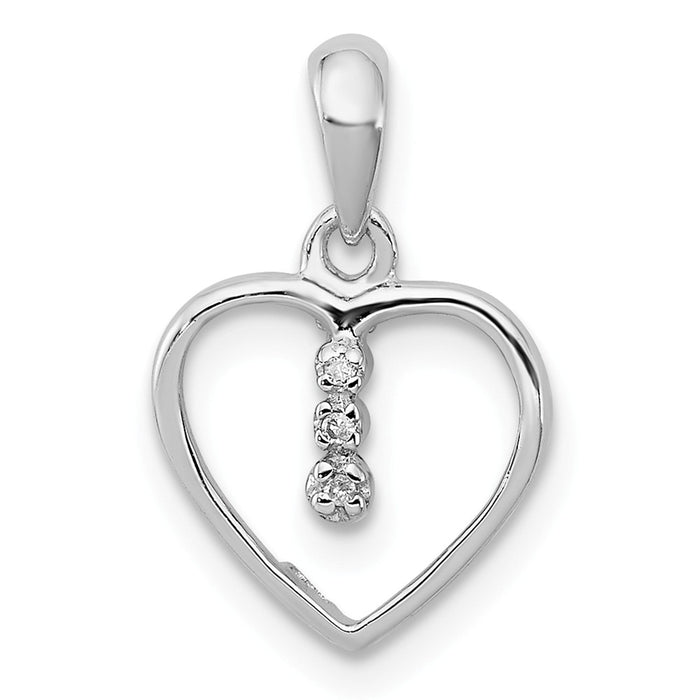 Million Charms 925 Sterling Silver Diamond Rhodium-plated Heart Pendant