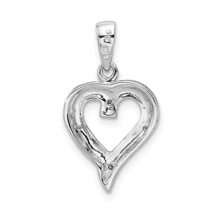 Million Charms 925 Sterling Silver Rhodium-plated Diamond Heart Pendant