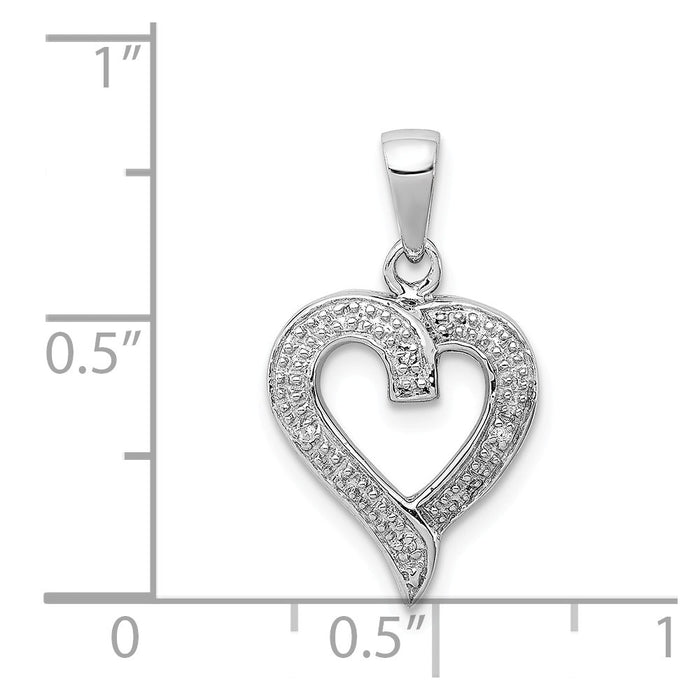 Million Charms 925 Sterling Silver Rhodium-plated Diamond Heart Pendant