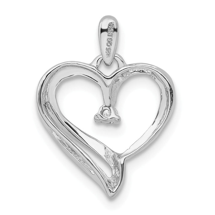 Million Charms 925 Sterling Silver Rhodium-plated Diam. Heart Pendant