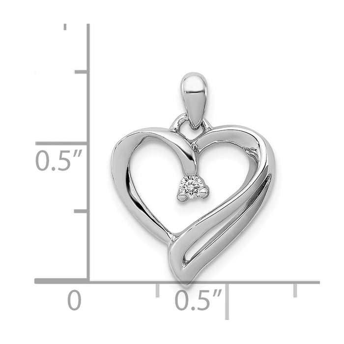 Million Charms 925 Sterling Silver Rhodium-plated Diam. Heart Pendant