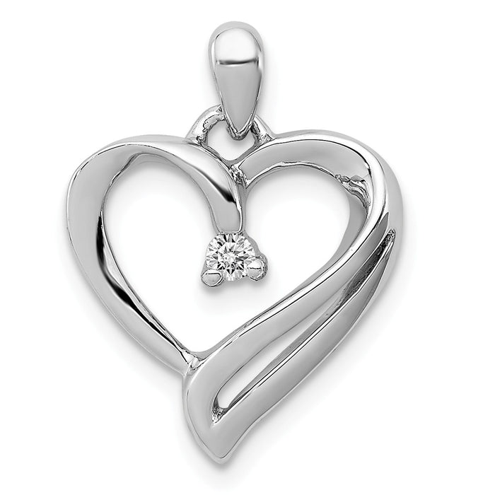 Million Charms 925 Sterling Silver Rhodium-plated Diam. Heart Pendant