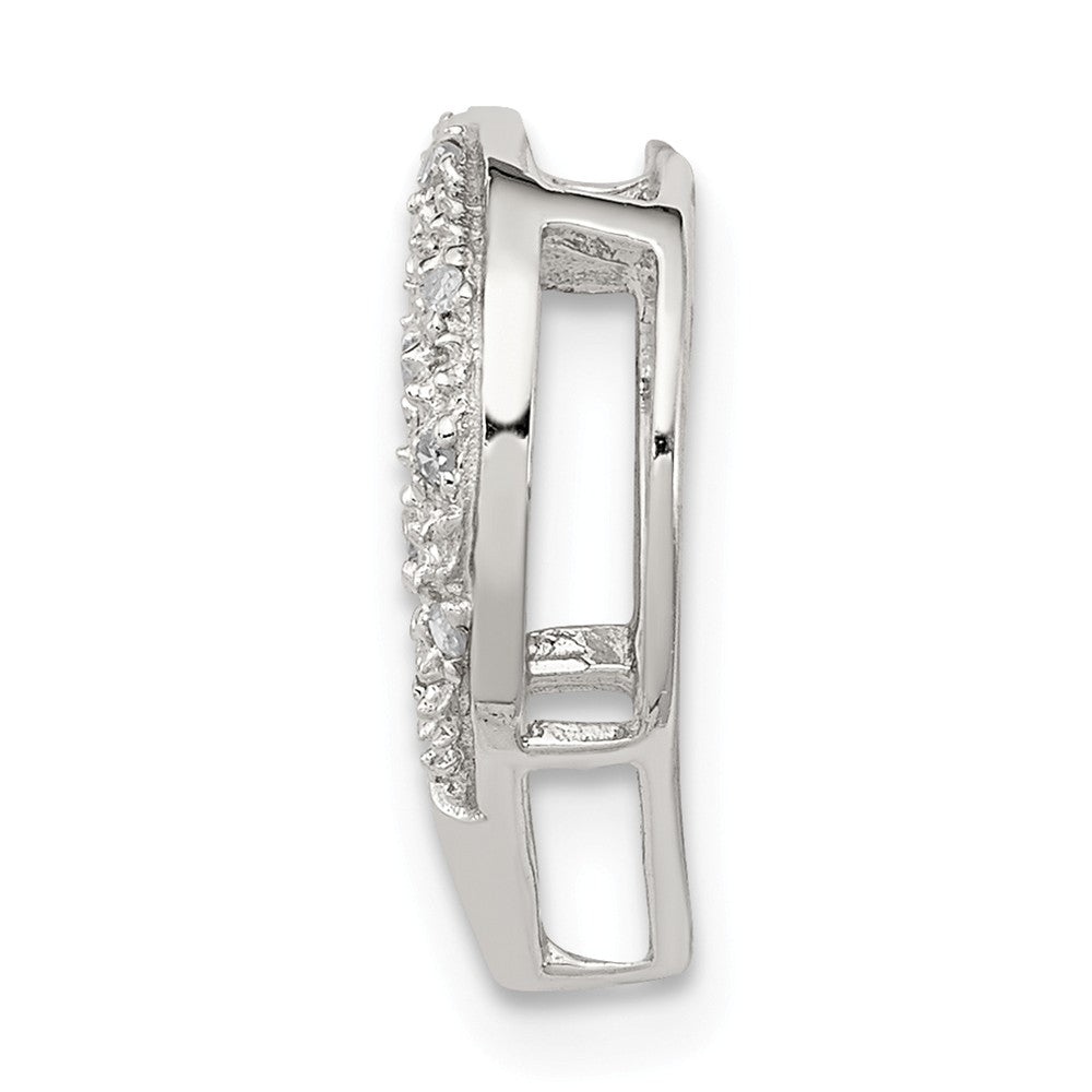 Million Charms 925 Sterling Silver Rhodium-plated Diamond Heart Chain Slide
